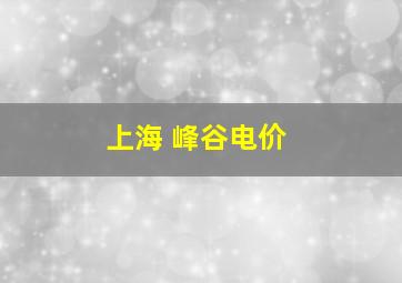 上海 峰谷电价